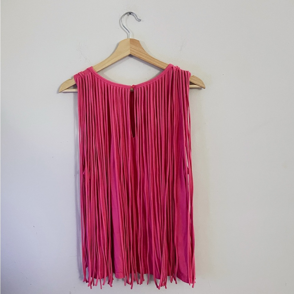 Trina Turk Pink Fringe Tank Top Festival Boho Beach Chic Summer - Picture 3 of 7